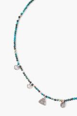 Chrysocolla Beaded Squash Blossom Charm Necklace