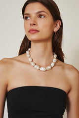 White Baroque Pearl Collar Necklace