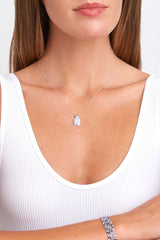 Blue Lace Agate and Diamond Bail Necklace