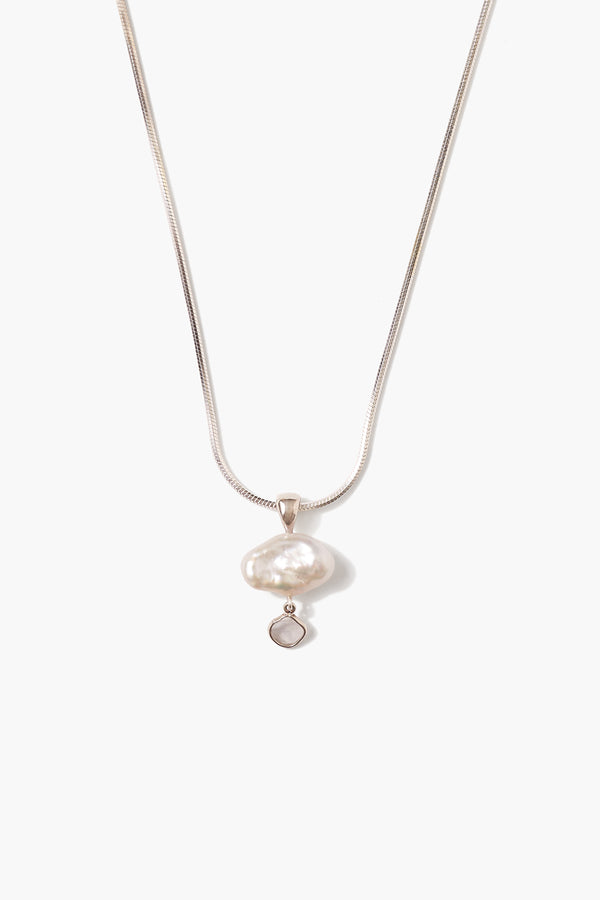 Hilo Pearl and Diamond Necklace Silver