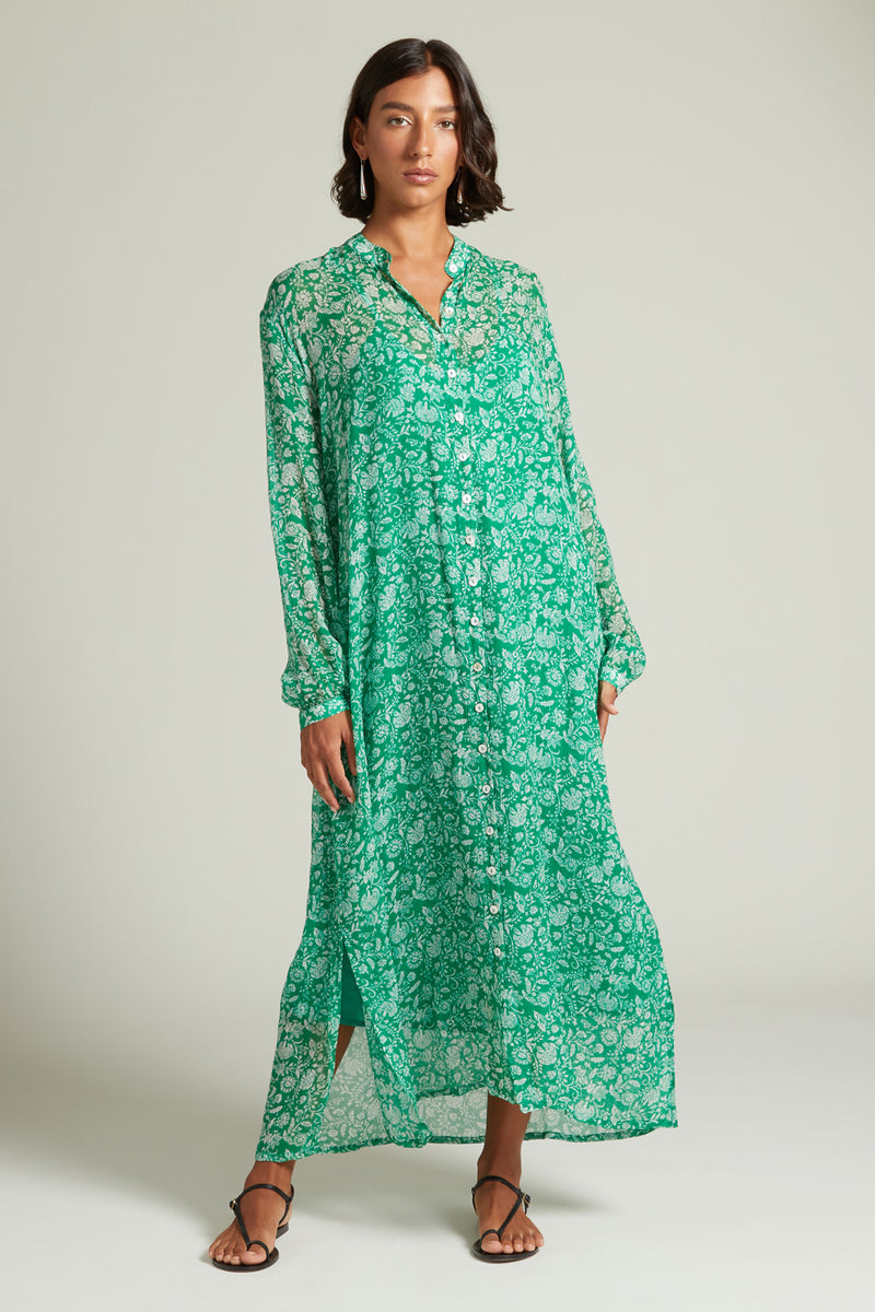 Eloise Floral Dress Verdant Green – Chan Luu