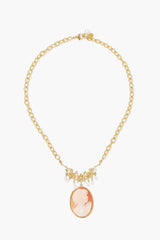 Pearl and Gold Flower Cameo Necklace