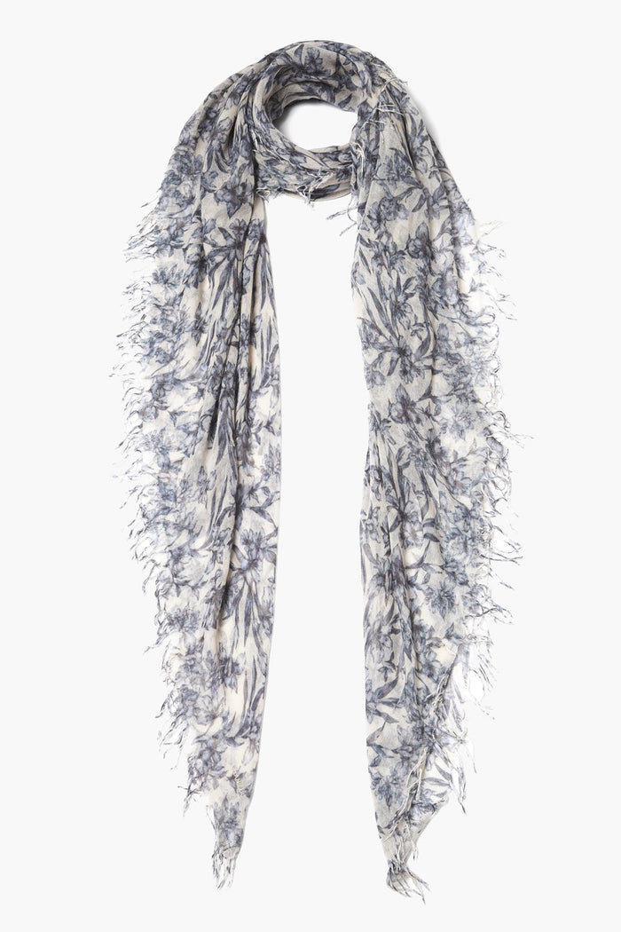 chan luu Cashmere and Silk Scarf Estate Blue Vintage Floral Scarves