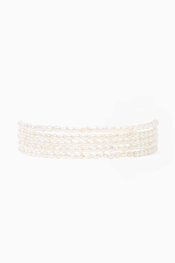 White Rice Pearl Naked Wrap Bracelet