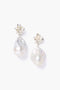 Silver Hibiscus Pearl Drop Earrings