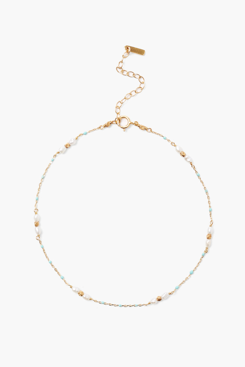 Pearl and Turquoise Enamel Bead Anklet – Chan Luu