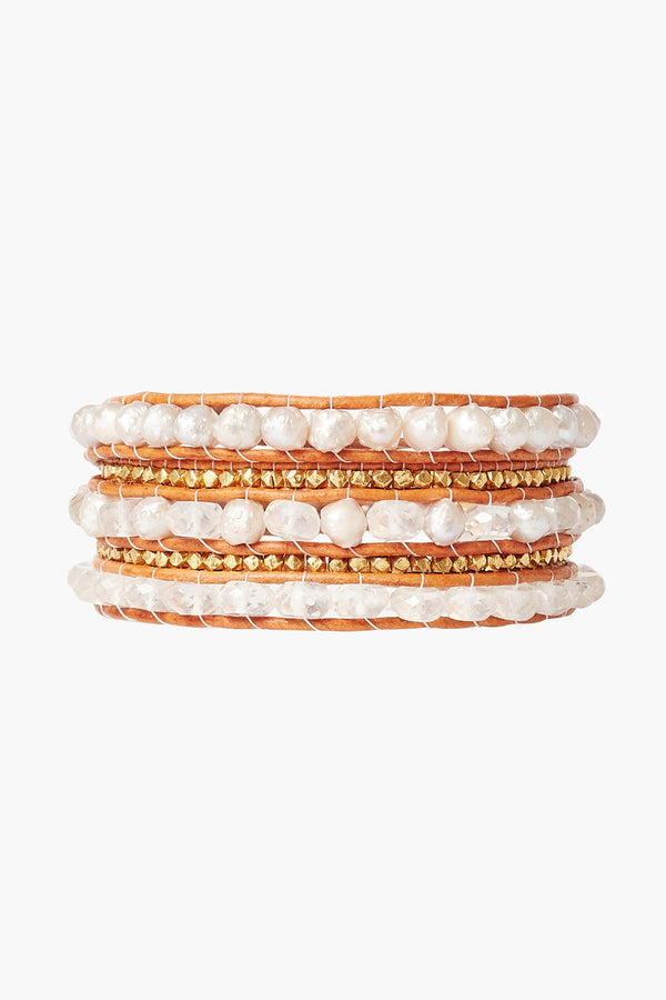 White Mix and Pearl Wrap Bracelet