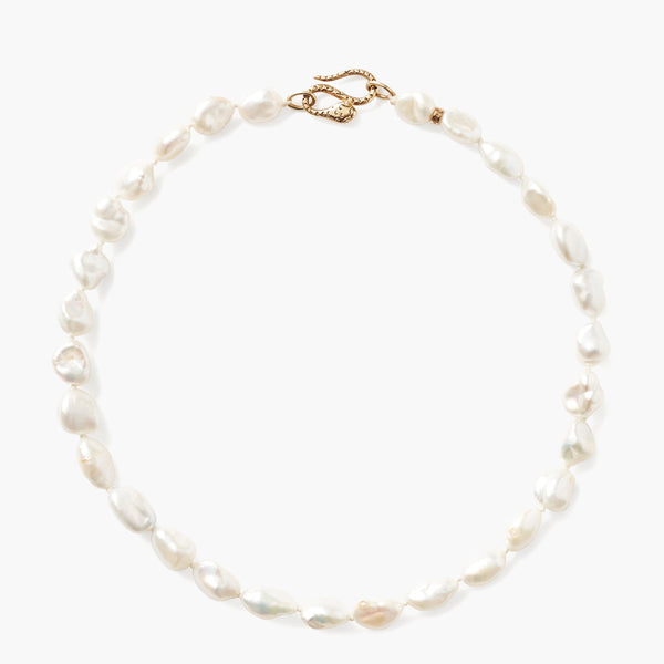 Keshi Freshwater Pearl Lei Necklace W/Matching Earrings White