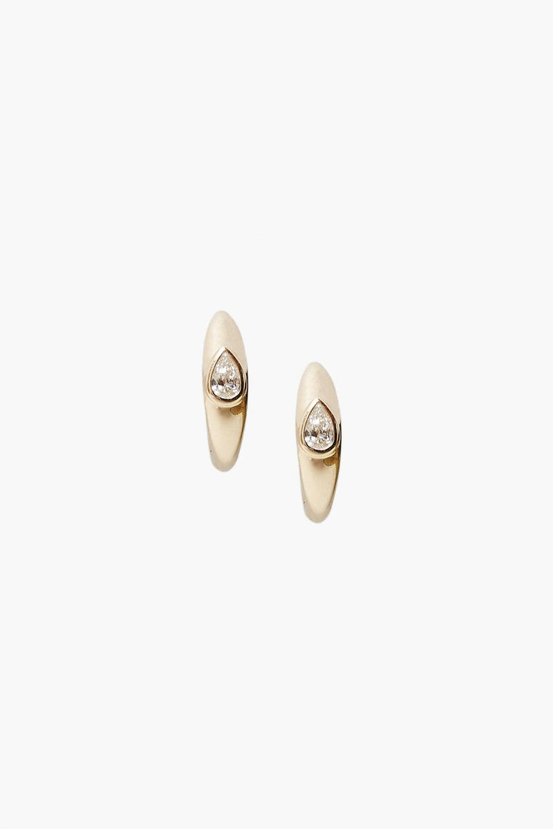 14k Pear Diamond Huggies